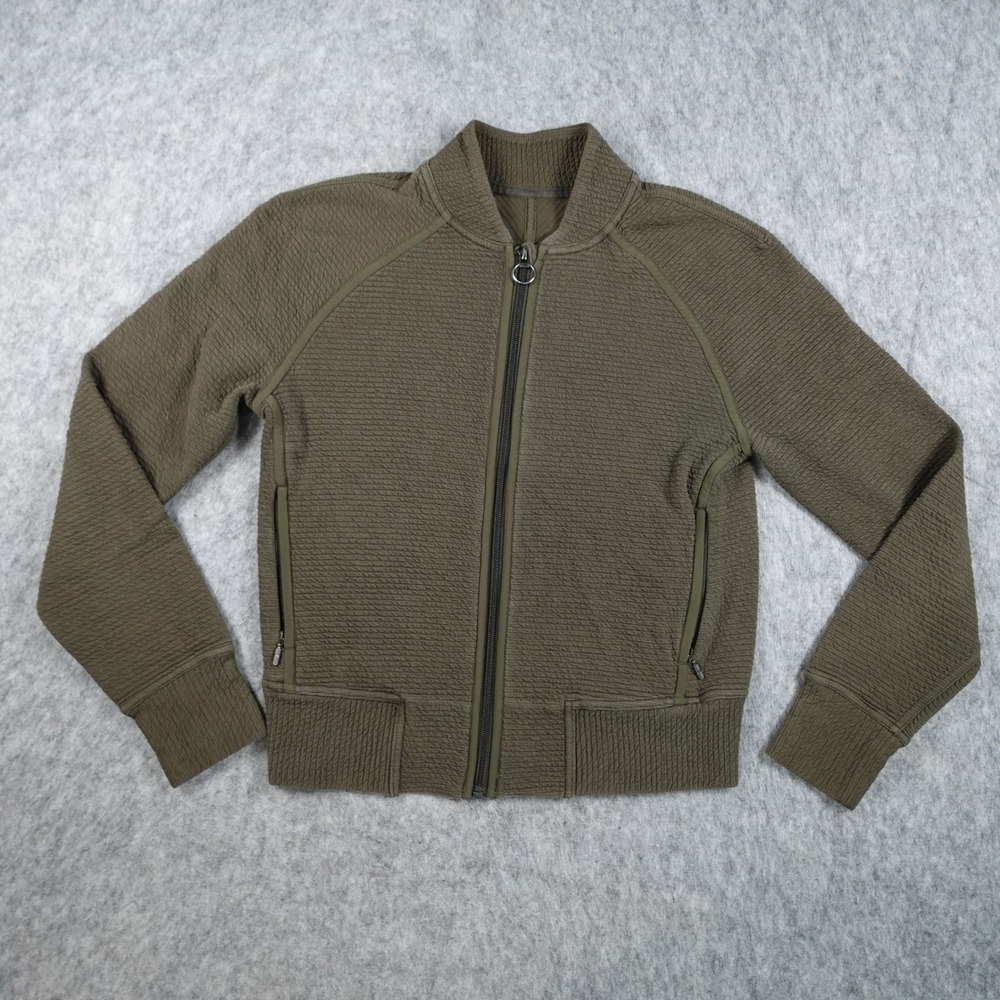 Lululemon Jacket Women 4 Green On Repeat Bomber Textured Full Zip